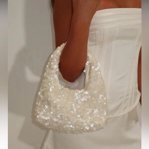 Princess Polly Midnights Sequin Shoulder Bag White